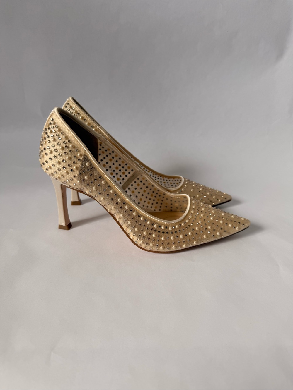 Jessica Simpson Gold Studded Pointed-Toe Pumps